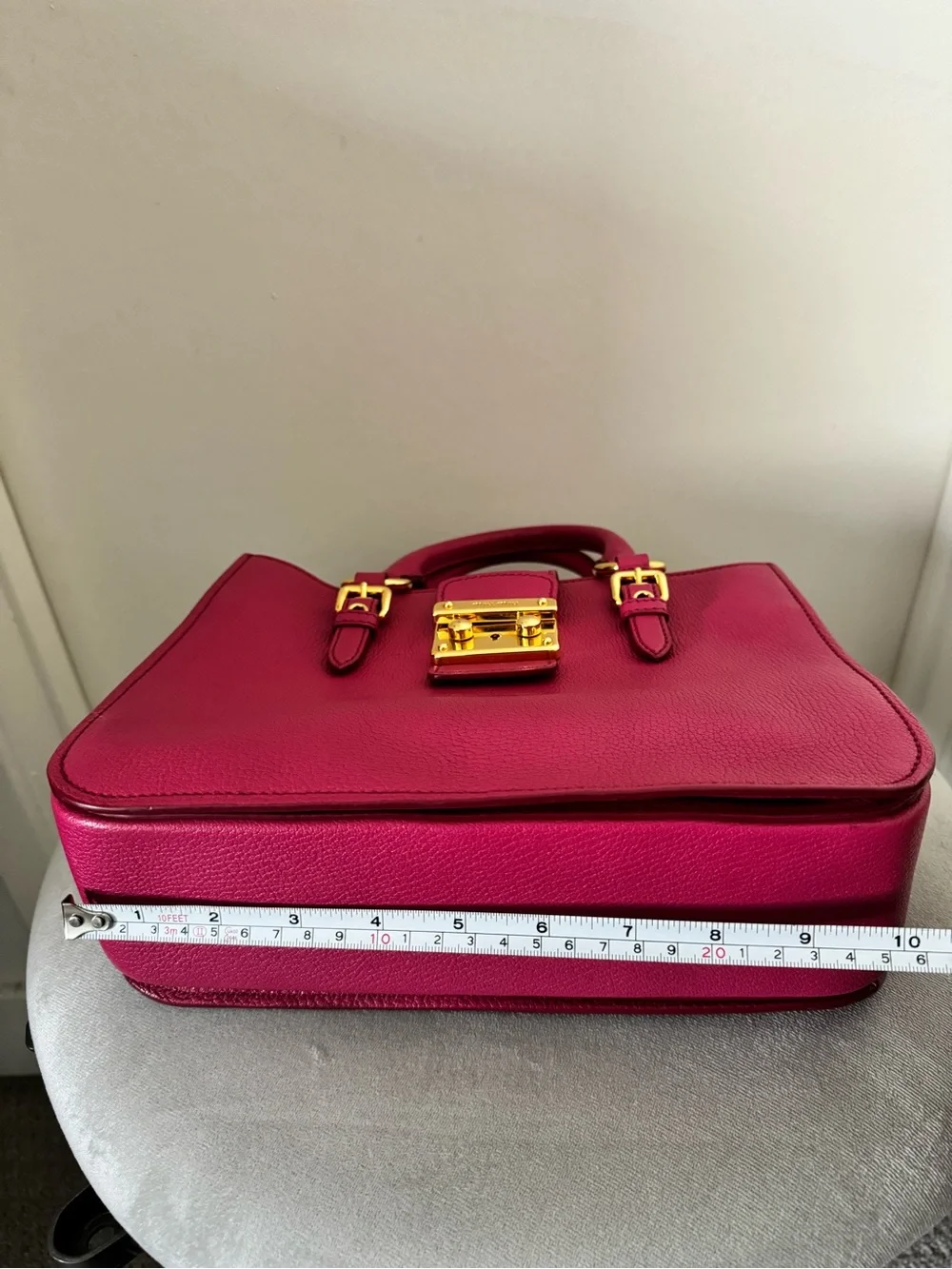 Miu Miu - PINK Pebbled Leather Satchel with Gold Hardware